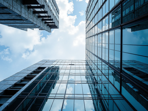 现代化城市天际线，高楼大厦林立，蓝天白云，阳光明媚，象征着美好未来和科技发展，充满希望的前景